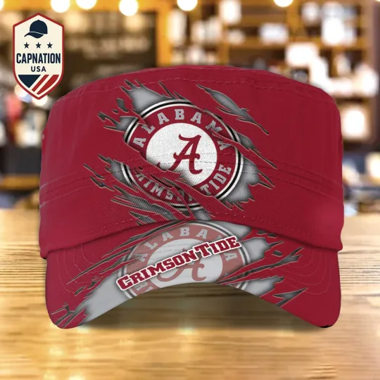 Discover Custom Name Military Cap Albm-Crimson-Tide Football NCAA Sports Gift For Men