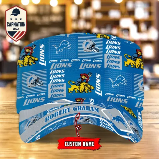 Discover Detroit-Lions Custom Name Military Cap Football football Sports Gift For Men