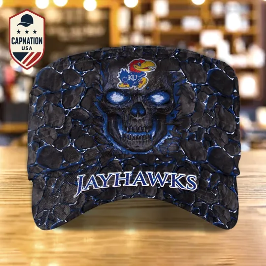 Discover Custom Name Military Cap Kansas-Jayhawks Football NCAA Sports Gift For Men