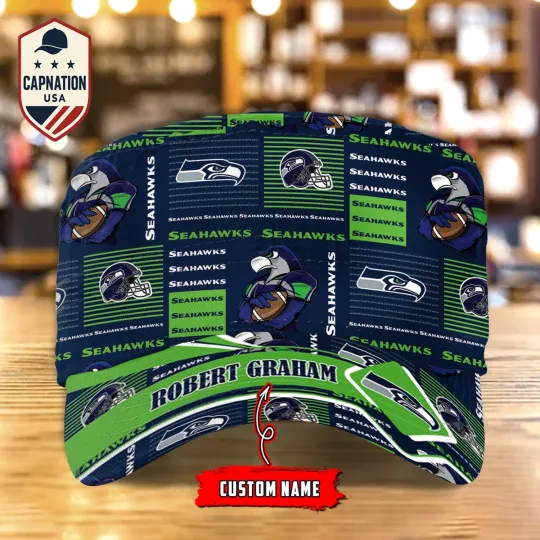 Seattle-Seahawks Military Cap Custom Name Football football Sports Gift For Men