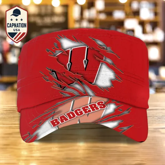 Discover Custom Name Military Cap Wisconsin-Badgers Football NCAA Sports Gift For Men