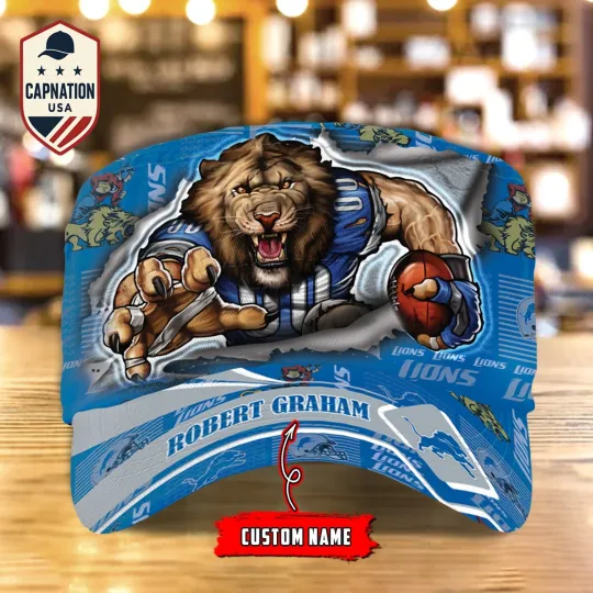 Discover Custom Name Military Cap Detroit-Lions Football football Sports Gift For Men