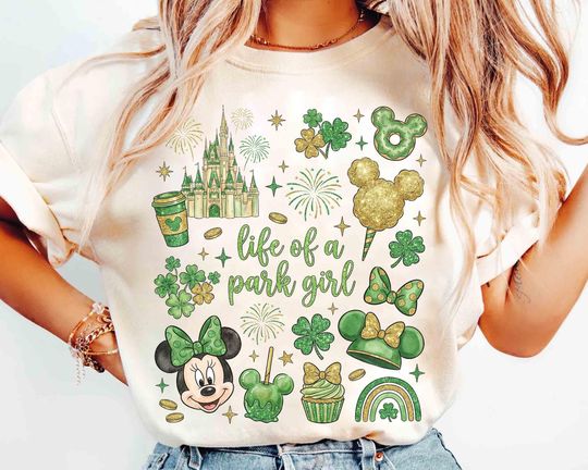 Discover Coquette Bow Life of a Park Girl Happy St. Patricks Day Shirt, WDW Disneyland Family Lucky Irish, Shenanigans Gift Tee, Family Patricks day