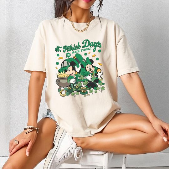 Discover Mickey Couple St Patrick's Day Shirt, Disneyland Minnie Mickey Patrick Day Tee, Disney World Shamrock T-Shirt, Disney St Patrick's Trip Tee