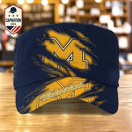 Discover Custom Name Military Cap Michigan-Wolverines Football NCAA Sports Gift For Men
