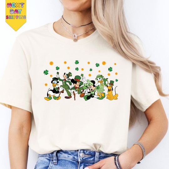 Discover Disney St Patrick's Day Shirt, Disney Characters St Patrick's Family Matching Shirt,Mickey & Friends St. Patricks,Disney Latte Drink