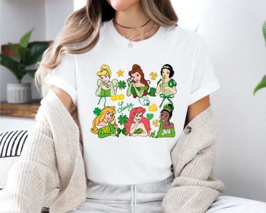 Discover Disney Princesses St Patrick's Day Shirt, Disney Irish Day Tee, Disney Girls Trip T-Shirt, Disneyland Lucky Shirt, Disney Shamrock Tees