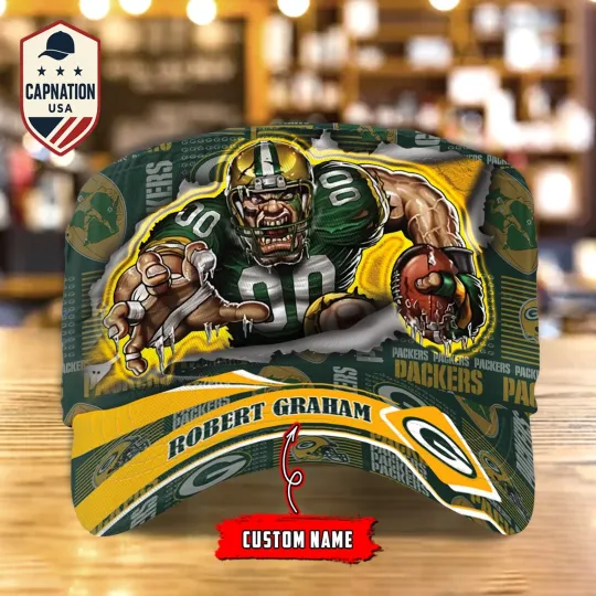 Discover Custom Name Military Cap Green-Bay-Packers Football football Sports Gift For Men