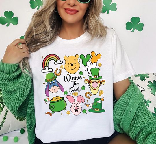 Discover Winnie The Pooh St. Patrick's Day Shirt, Disney Lucky T-Shirt, Disney Family Irish Lucky Trip Tee, Disney Saint Patricks Day Sweater