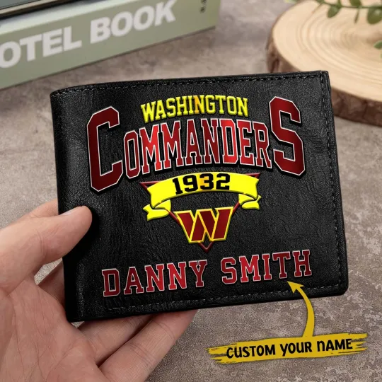 Discover Personalized Washington Football Commanderss Team Men Leather Wallet Gift