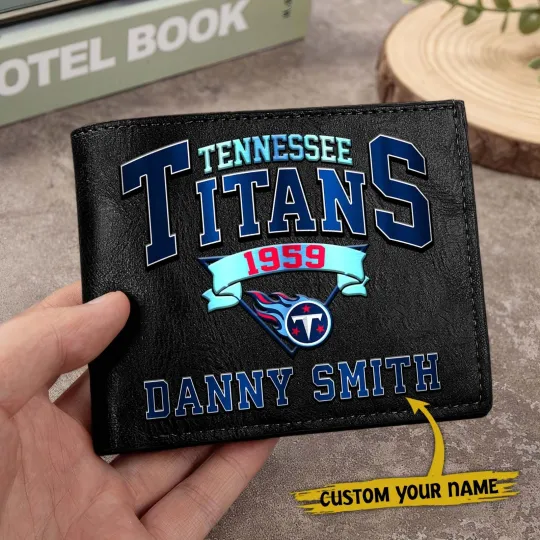 Discover Personalized Tennessee Football Titanss Team Men Leather Wallet Gift For Him