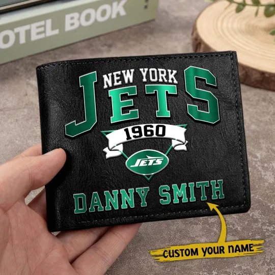Discover Personalized New York Football Jetss Team Men Leather Wallet Gift For Him