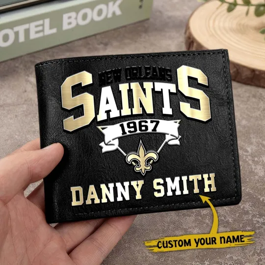 Discover Personalized New Orleans Football Saintss Team Men Leather Wallet Gift For Him