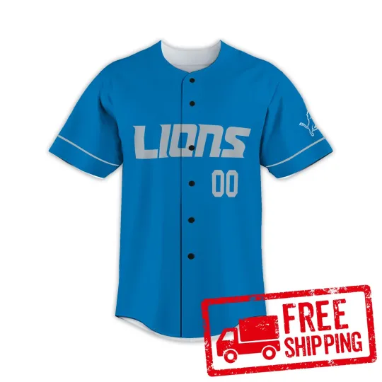 Discover Custom Personalized,  Detroit Football AOP Baseball Jersey #2, Lot S-5XL