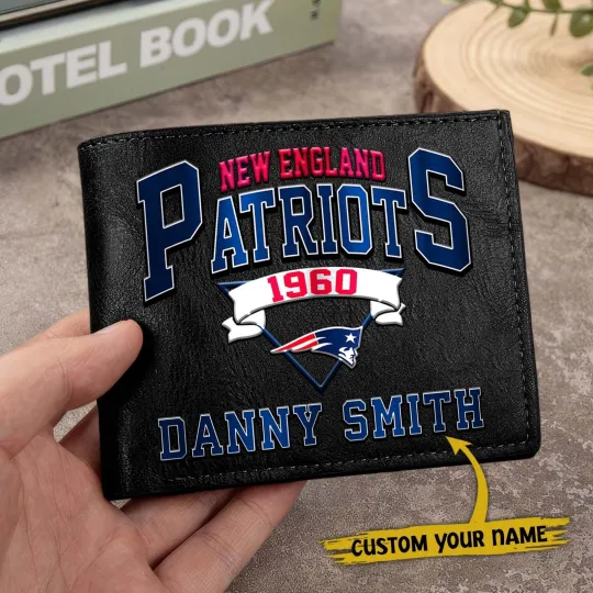 Discover Personalized New England Football Patriotss Team Men Leather Wallet Gift For Him