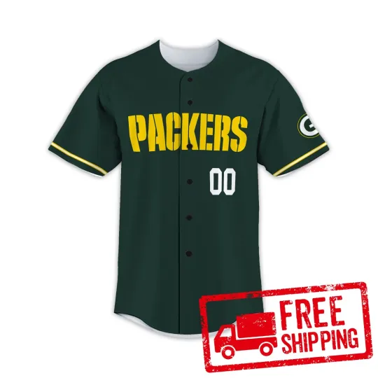 Discover Custom Personalized, Green Bay Football AOP Baseball Jersey #2, Lot S-5XL