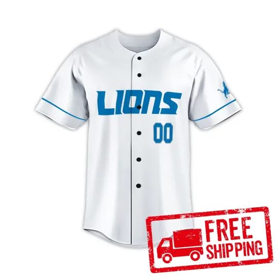 Discover Custom Personalized,  Detroit Football AOP Baseball Jersey #1, Lot S-5XL