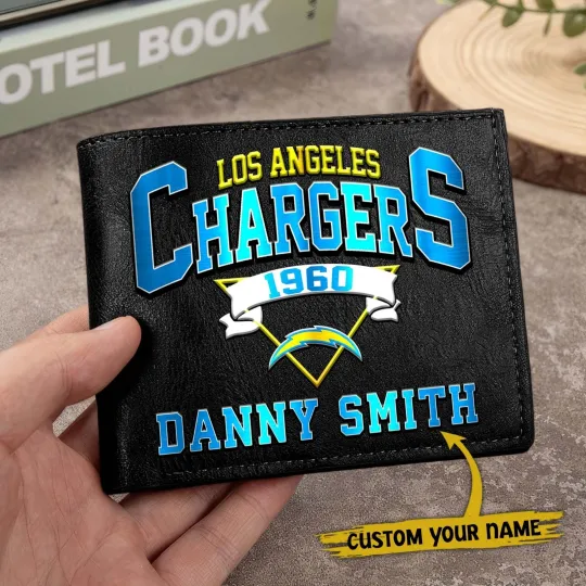 Discover Personalized Los Angeles Football Chargerss Team Men Leather Wallet Gift For Him
