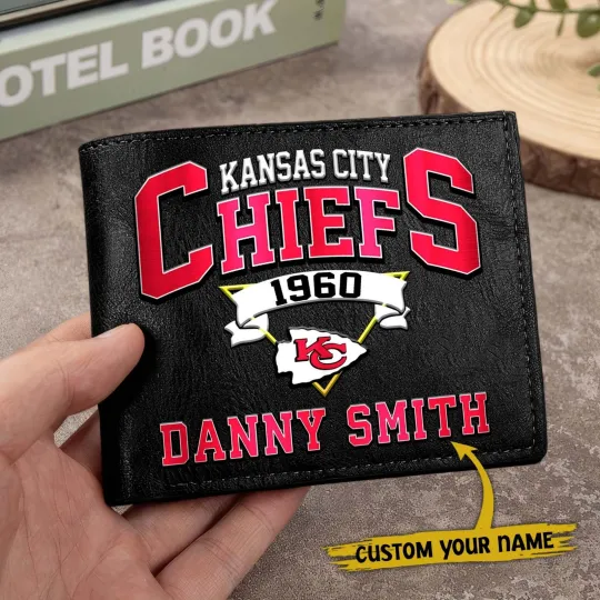 Discover Personalized Kansas City Football Chiefss Team Men Leather Wallet Gift For Him