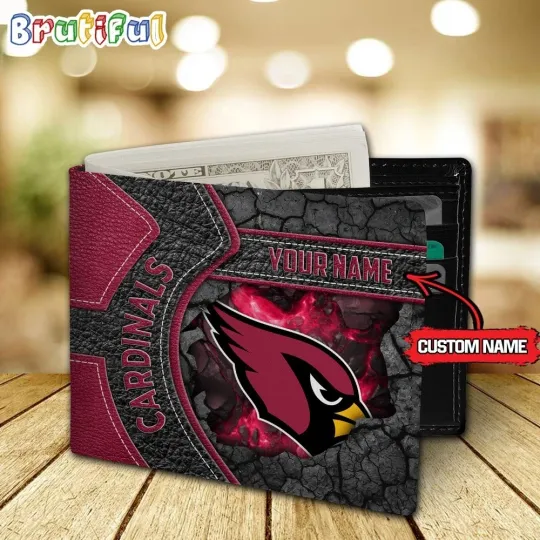Discover Arizonna Football Team Cardinalss Custom Name Men’s Leather Wallet