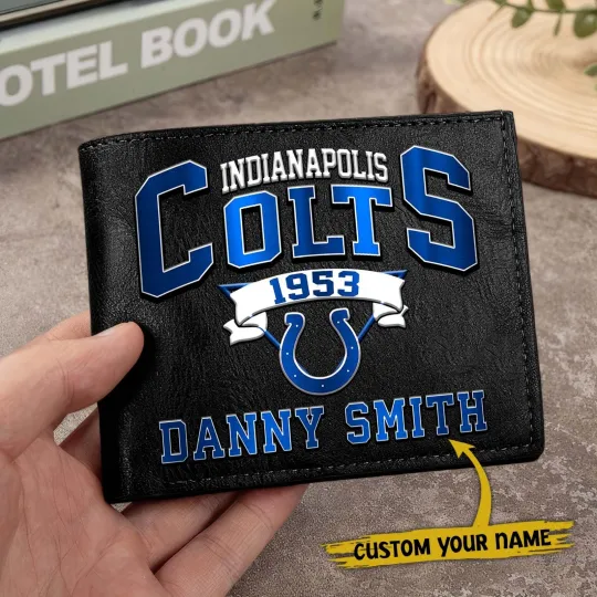 Discover Personalized Indianapolis Football Coltss Team Men Leather Wallet Gift For Him