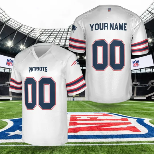 Discover Custom Personalized, New England Team Football AOP Jersey #2, Lot S-5XL