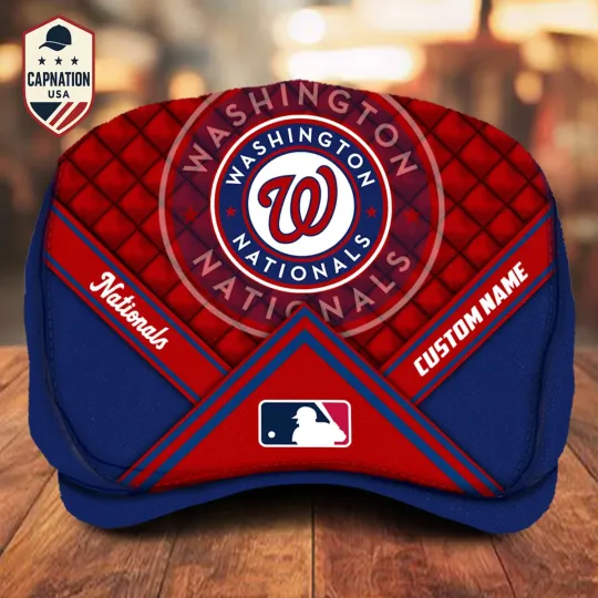 Discover Washington-Nationals Custom Name Jeff Cap MLB Jeff Cap Driving Cap Newsboy Cap1