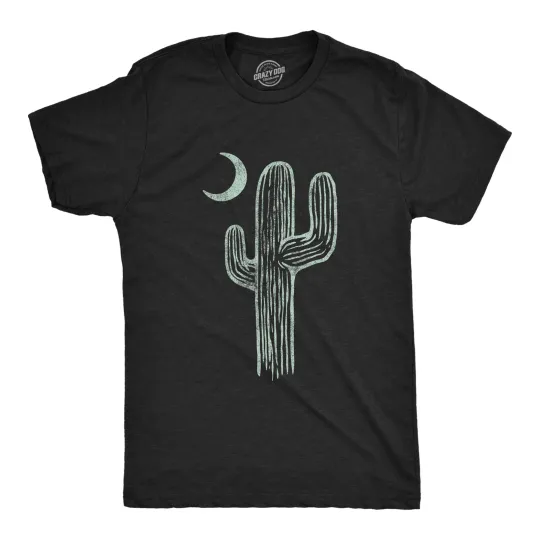 Discover Mens Cactus Moon T Shirt Cute Desert Night Graphic Novelty Tee