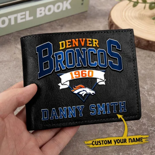 Discover Personalized Denver Football Broncoss Team Men Leather Wallet Gift For Him