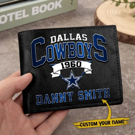 Discover Personalized Dallas Football Cowboyss Team Men Leather Wallet Gift For Him