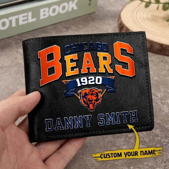 Discover Personalized Chicago Football Bearss Team Men Leather Wallet Gift For Him