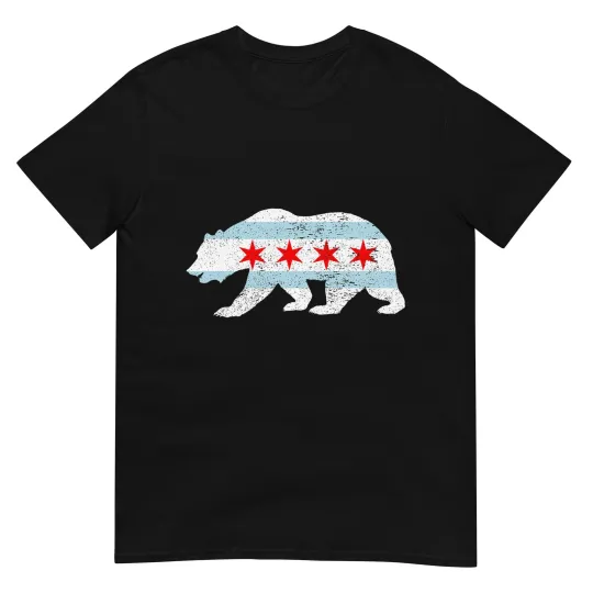 Discover Sweet Vintage Retro Chicago City Flag Bear Print T-Shirt