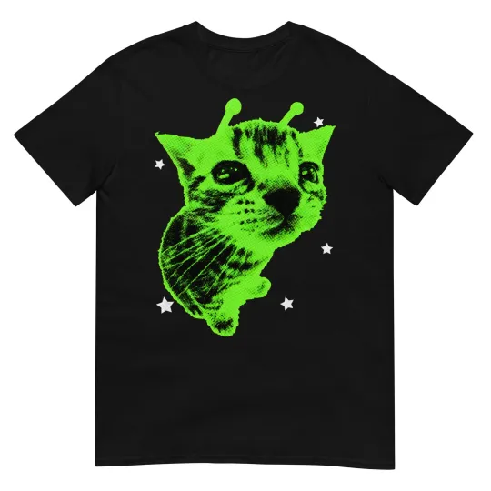 Discover Y2K Alien Cat Meme Retro Silly Cat Vintage Space Kitty Funny T-Shirt