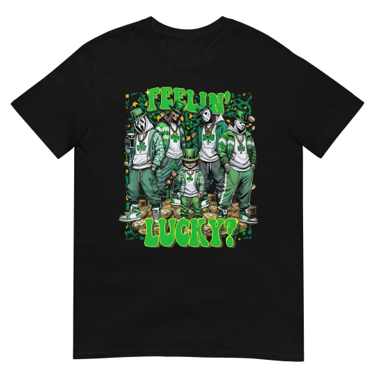Discover Funny Feelin' Lucky Funny St. Patrick’s Day Horror Mashup T-Shirt