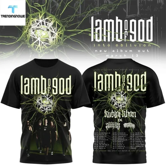 Lamb Of God Into Oblivion 2026 Tour 3D Shirt Concert Tour Dates Tee