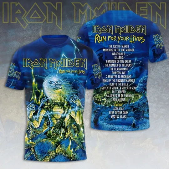 Discover 1Iron 1Maidenn World Tour 2026 Run For Your Life 3D T-Shirt