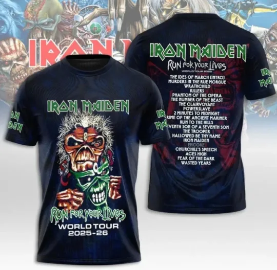 Discover Iron Maiden 2025-2026 Tour 3D T-Shirt