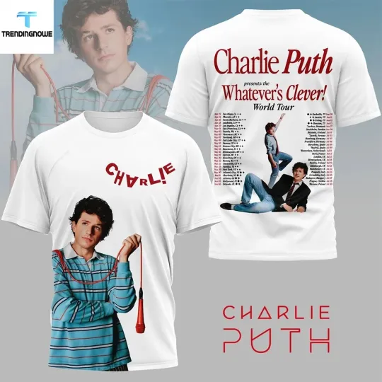Discover Charlie Puth Whatevers Clever World Tour Shirt 2026 Fan Concert 3D T-shirt