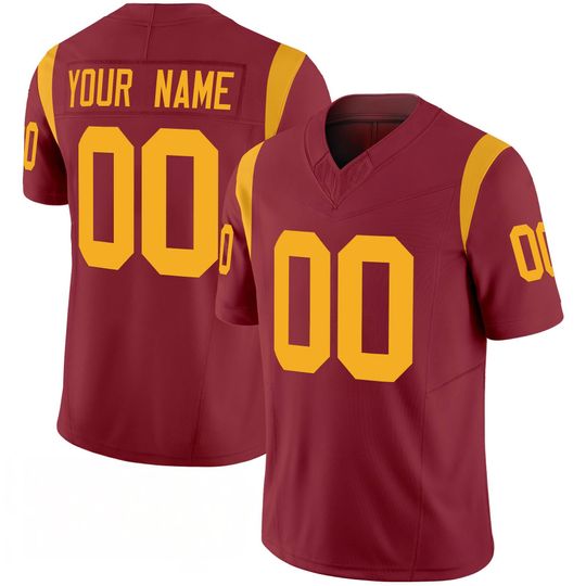 Discover Southern California Inspired Football Jersey Custom Name & Number, Red Gold College Game Day Jersey for Fans and Gifts