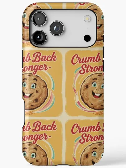 Discover Talking cookie saying ‘Crumb Back Stronger – 2026 iPhone & Samsung Phone Case