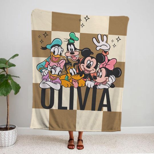 Discover Personalized Blanket Mickey Mouse with Disney Friends Minnie Blanket, Checkered Blanket For Kids