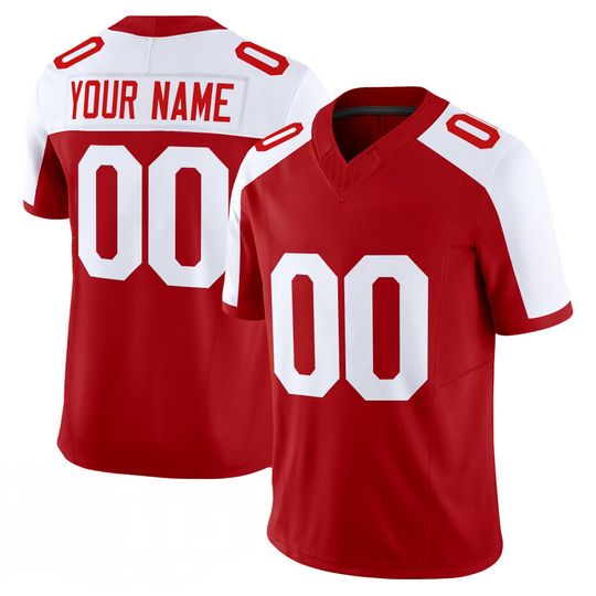 Discover Indiana Embroidered Full Logo Custom Red White Jersey, Personalized Name Number College Football Style Jersey for Fans, Game Day Gift Men