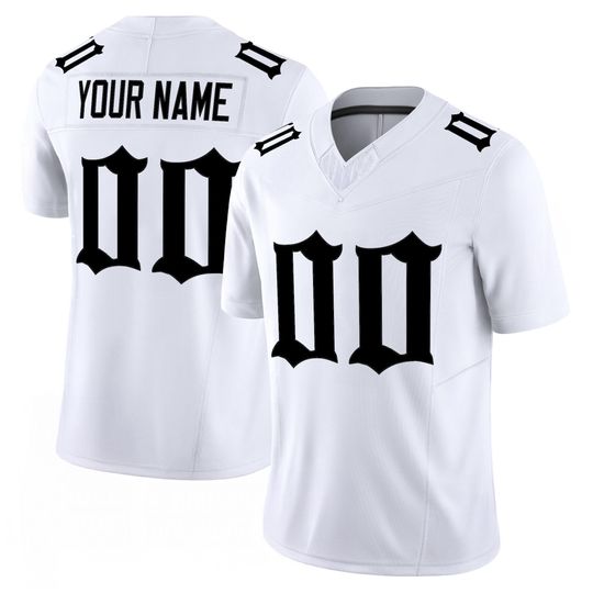 Discover Albm Embroidered Full Logo Custom Name Number Jersey, White Personalized Football Team Jersey for Men, Game Day Uniform, Fan Apparel