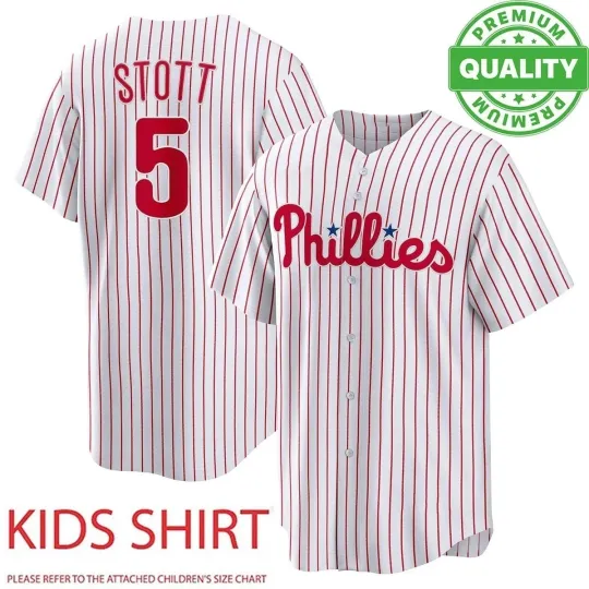 Discover Custom Philadelphia Number #5 Stott Baseball Jersey 3D AOP Kids Youth K13298