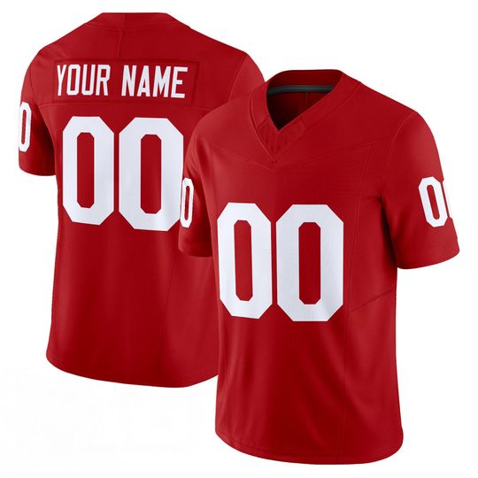 Discover Indiana Embroidered Full Logo Custom Red Football Jersey, Personalized Name Number Athletic Game Day Shirt, Mens Sports Fan Gift Apparel