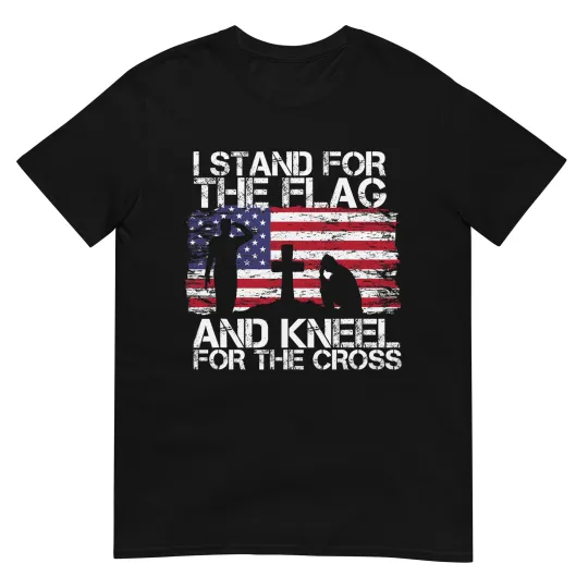 Discover I Stand For The Flag And Kneel For The Cross US Flag T-Shirt