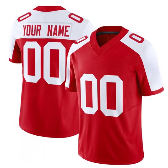 Discover Mississippi Style Red White Embroidered Full Logo Custom Football Jersey, Personalized Number Name Game Day Top, College Team Spirit Gift