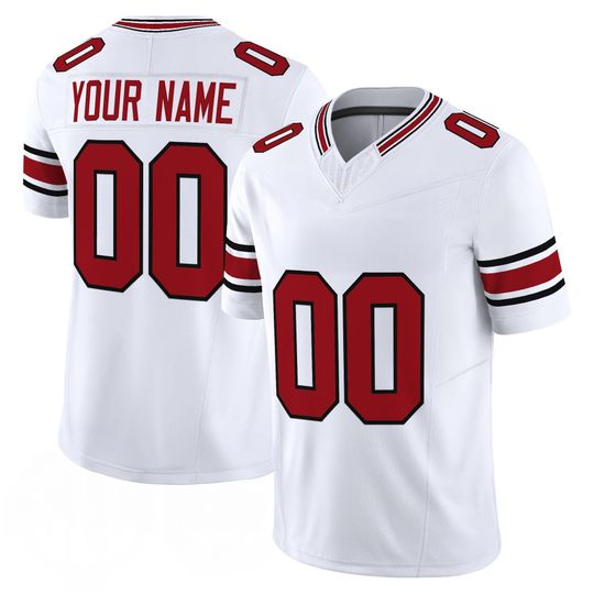 Discover Personalized White Red College Style Football Jersey Custom Name Number Embroidered Unisex Game Day Gift