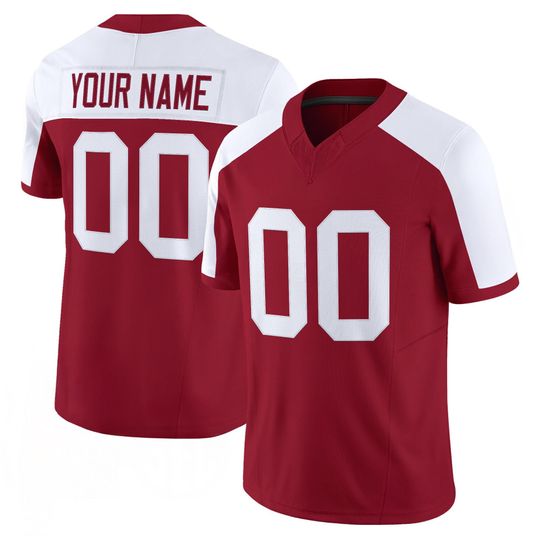 Discover Albm Embroidered Full Logo Custom Football Jersey, Crimson Personalized Name Number Team Jersey for Men, Game Day Uniform, Gift for Fans