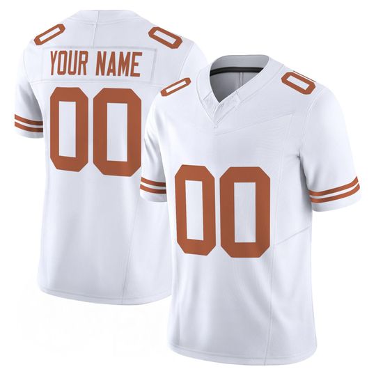 Discover Texas Embroidered Football Jersey | Personalized Name & Number | White Team Colors | Stitched Full Logo Style | Sports Fan Game Day Jersey